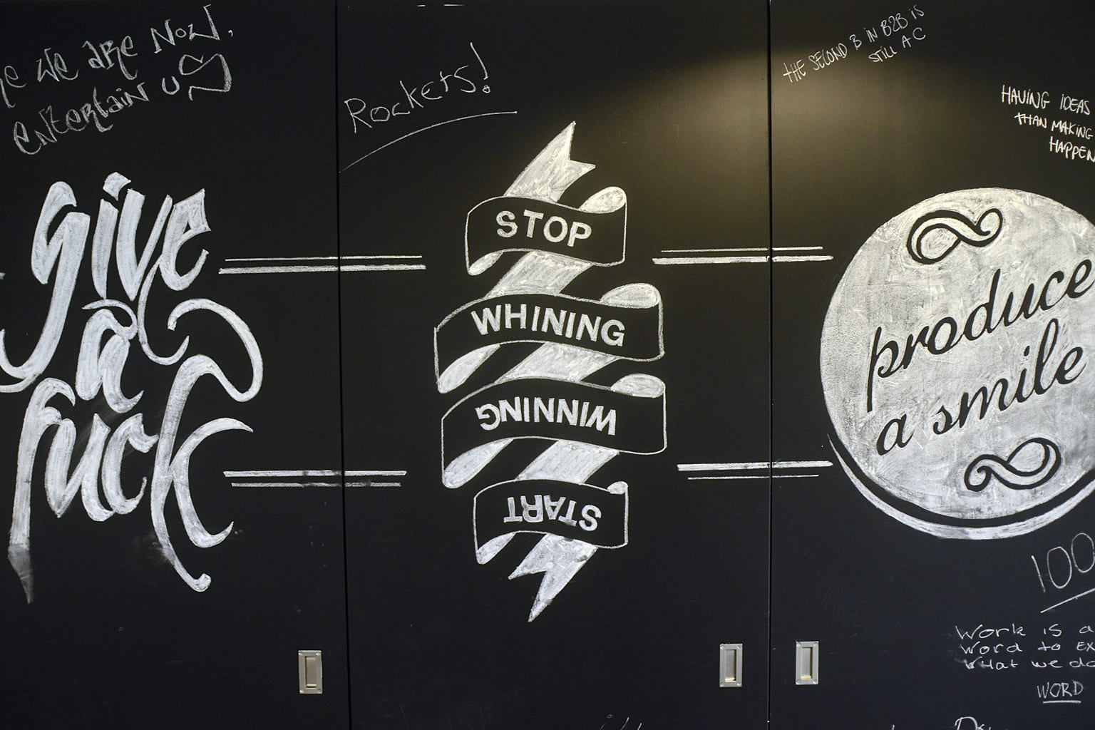 Motiverende teksten als: Stop whining, start winning